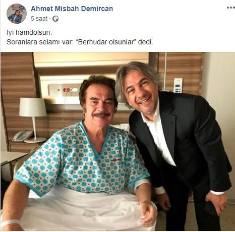 Gencebay’dan Operasyon Sonrası İlk Görüntü 74 yaşındaki ünlü sanatçı Orhan Gencebay, göğüs ağrısı şikayetiyle kaldırıldığı