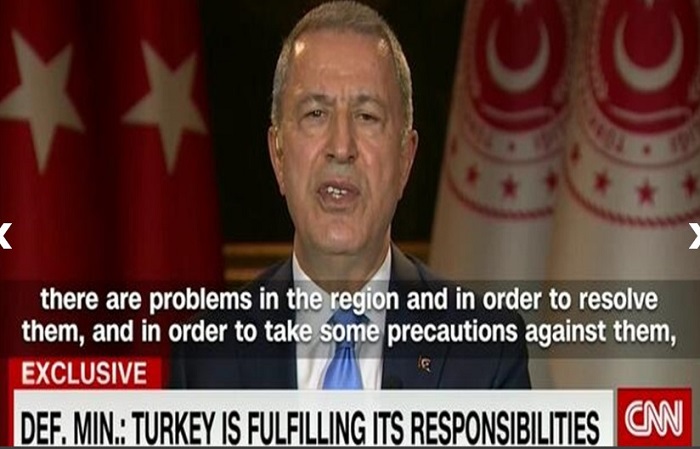 Bakan Akar CNN International’ın Sorularını Cevapladı Milli Savunma Bakanı Hulusi Akar, CNN International kanalında Becky Anderson’ın