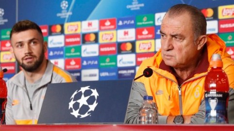 Galatasaray Teknik Direktörü Fatih Terim ve oyuncu Ömer Bayram, UEFA