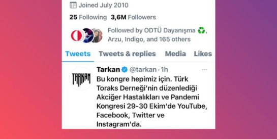Tarkan’dan COVİD-19 Kongresine Destek Türk Toraks Derneği’nin “Halk için Akciğer Hastalıkları ve COVID-19 Kongresi”