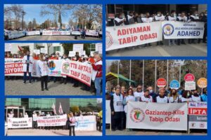 Hak mücadelesi için TTB öncülüğünde grevlerini sürdüren sağlık çalışanları, 22