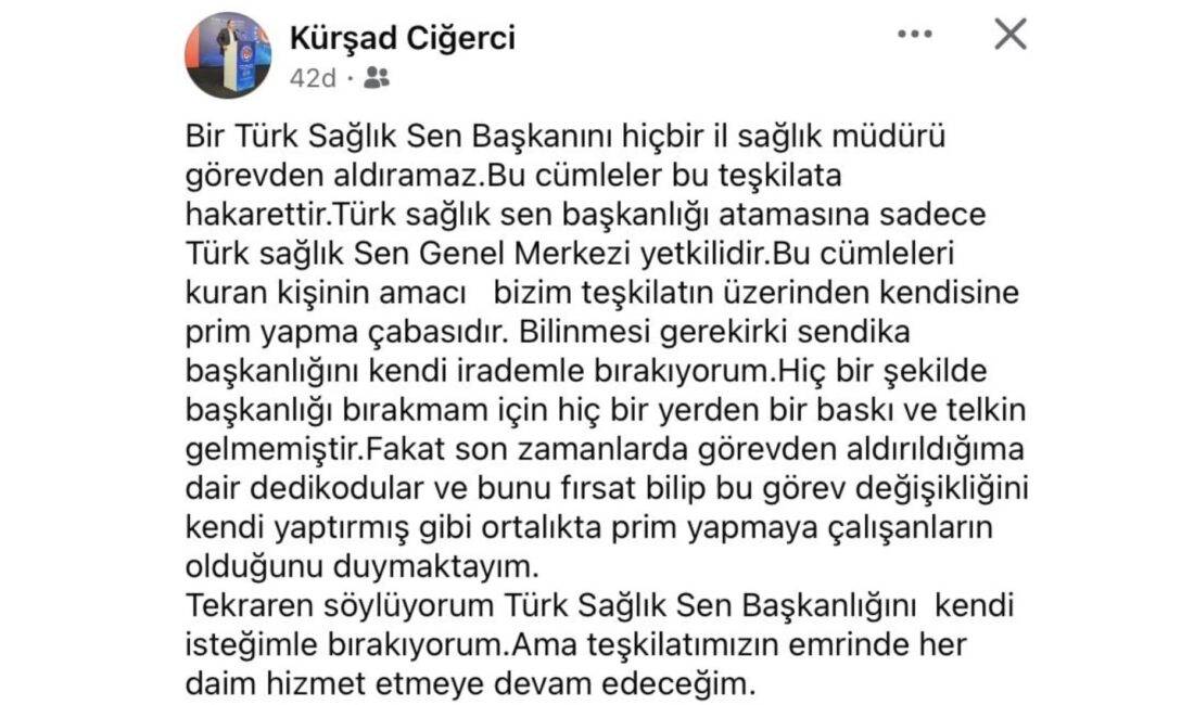 Türk Sağlık Sen Gümüşhane’de İstifa Krizi! Türk Sağlık Sen Gümüşhane