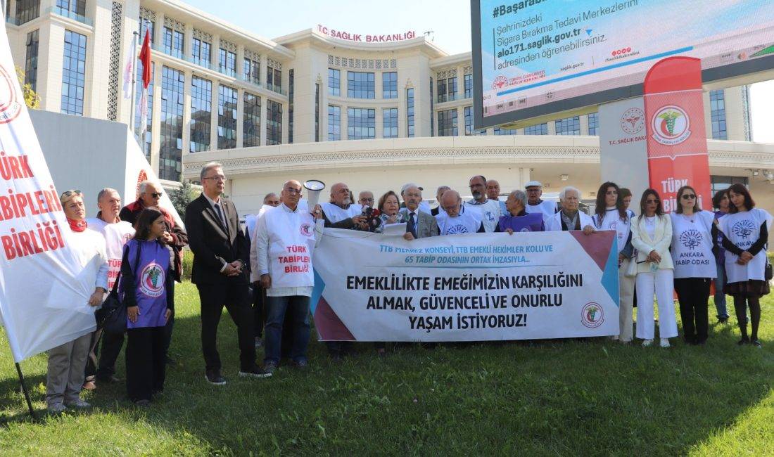 Emekli Hekimlerden Sağlık Bakanlığı Önünde Çağrı: Emeğimizin Karşılığını ve Onurlu Bir Yaşam İstiyoruz Türk Tabipleri Birliği ve 65 tabip odasının imzasıyla hazırlanan açıklamada,